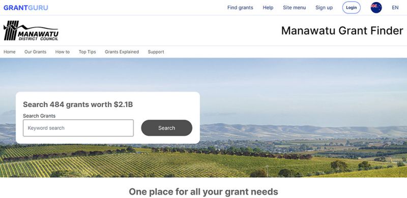 Manawatū Grant Finder website